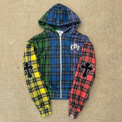 satın al % 100 Pamuk Terry Asit Yıkama nakış Erkekler/Unisex Bahar/Kış/Kış İçin Zorlu Zip Up Kapüşon Özel Sokak Giysi online manufacture