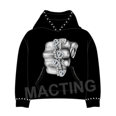satın al Marka Logonuzu Tasarlayın Sokak Giysileri % 100 Pamuk 500 Gsm Ağır Ağırlıklı Kutucu Kesilmiş Rhinestone Kapüşon Özel online manufacture