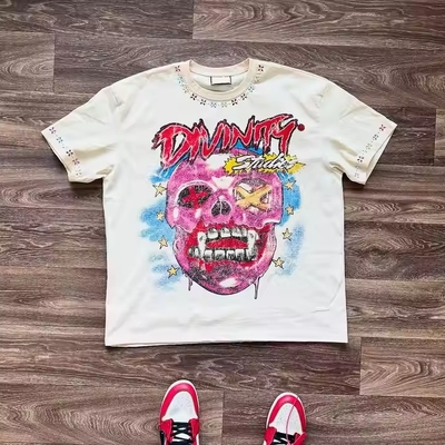 satın al Özel Grafik Tişörtler Büyük Boylu Tişörtler % 100 Pamuk Rhinestone Acid Wash Drop Erkekler İçin Omuz Tişörtleri online manufacture