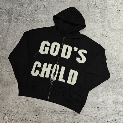 satın al Üreticisi 420 Gsm Güneş solmuş Asitle yıkanmış Özel Logo Sıkıntılı nakış Patchwork Zip Up Heavy Weight Rhinestone Hoodie online manufacture