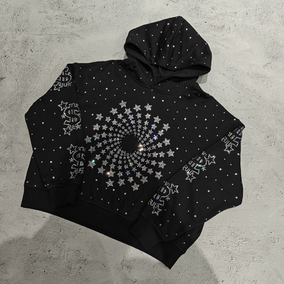 satın al Özel Lüks Elmas Büyük Boy Bol Kesim Kutulu Kapüşonlu Sweatshirt Vintage Sokak Giyim Ağır Taşlı Erkek Kapüşonlu online manufacture