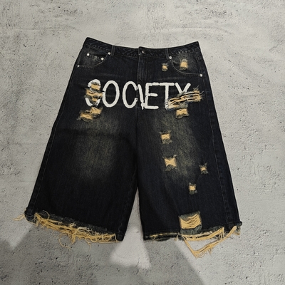 satın al Özel Üretici Ceket Baskılı Kısa Jeans Sokak Giysi Vintage Siyah Yıkanmış Ceketli Denim Ceket Erkekler online manufacture