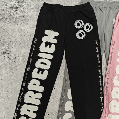 satın al Özel Logo Aplike Nakış Yama Eskitilmiş Jogger Eşofman Altı Bol Geniş Paça Eşofman Altı Erkek online manufacture