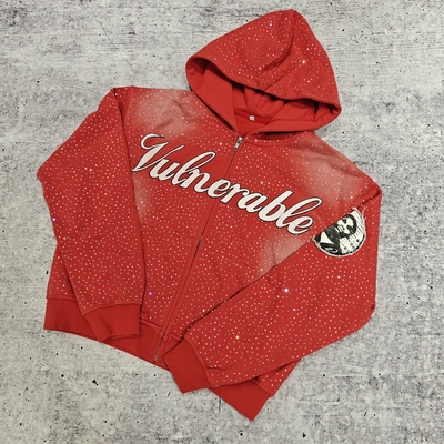 satın al Özel Lüks Elmas Büyük Boy Bol Kesim Kutulu Kapüşonlu Sweatshirt Vintage Sokak Giyim Ağır Taşlı Erkek Kapüşonlu online manufacture