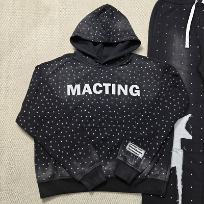 satın al Custom Applique Embroidery Distressed Rhinestone Zip up Hoodie Acid Wash Vintage Washed Fleece Streetwear Hoodie for Men online manufacture