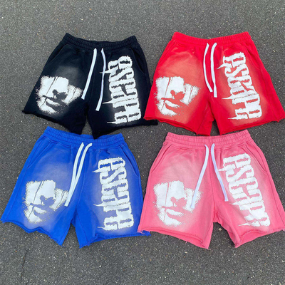 Vintage Graphic Fransız Terry Şortları Çekme İpi Kapalı ve Acid Wash