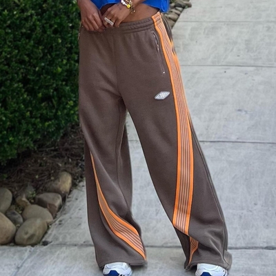 Kişisel Sokak Giysileri Casual Baggy Çizgili Geniş Bacaklı Pantolon Erkekler için Hafif Spor Pantolonları