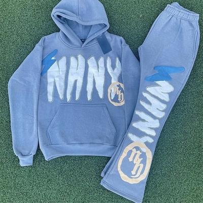 Özel 3D Puff Print Sweatsuits Set Oversized Hoodie ve Cotton Joggers Erkekler için S-6XL