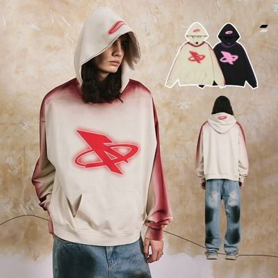 2024 Sokak Giysi Moda Kapüşon El yapımı Asit yıkama 420gm Pullover Erkek ve Kadınlar için