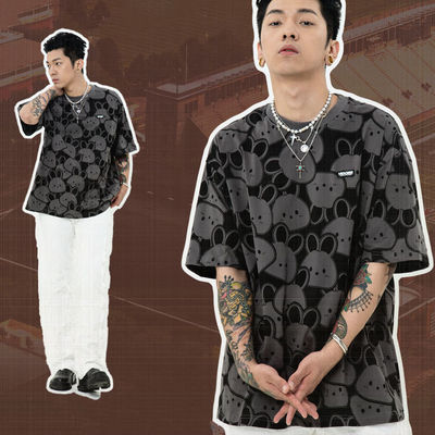 O-Neck Unisex Sokak Giysi Özel 100% Pamuk Grafik Tüm Ekran Baskı Tişört