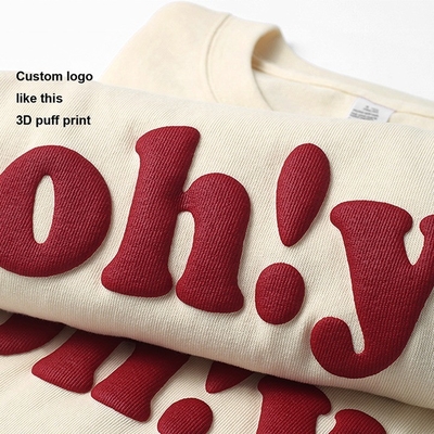 Erkekler için T-shirt, 3D PUFF baskı ve özel logo ile ağır ağırlıklı 100% pamuk kumaş