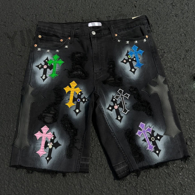 Özel Yüksek Kaliteli Ceketler Sokak Giysileri Rhinestones Kısa Kot Çamaşırı Sıkıntılı nakış Patchwork Denim Ceketler Erkekler İçin Kısa Ceketler