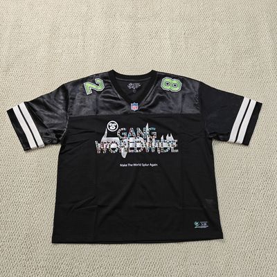 Özel Rhinestone Ekran Baskı Logo Amerikan Retro Futbol Cemizleri Erkekler Yüksek Kaliteli Mesh Kutusu Kesilmiş Rugby Cemizleri